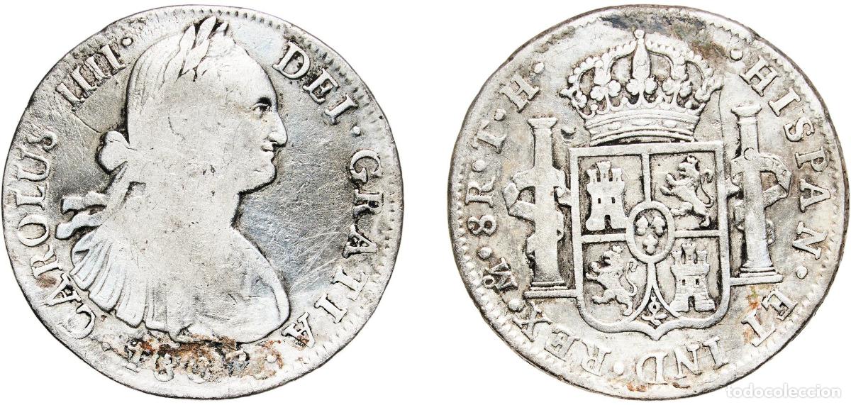 Monedas de Espa&ntilde;a: Mexico Spanish colony 1807 Mo TH 8 Reales - Carlos IV Silver (.896) Mexican Mint 26.36g VF KM 109