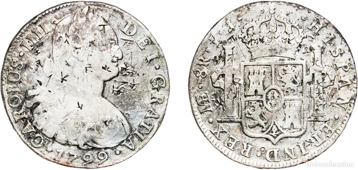 Monedas de Espa&ntilde;a: Peru Spanish colony 1799 LIMAE IJ 8 Reales - Carlos IV (Colonial Milled Coinage) Silver (.896) (536