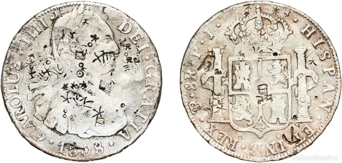 Monedas de Espa&ntilde;a: Bolivia Spanish colony 1808 PTS PJ 8 Reales - Charles IV Silver (.896) Potosi Mint (3299000) 26.82g
