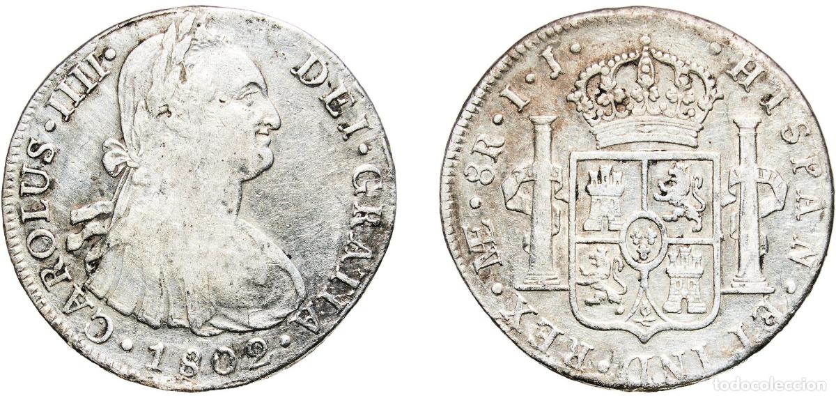 Monedas de Espa&ntilde;a: Peru Spanish colony 1802 LIMAE IJ 8 Reales - Carlos IV (Colonial Milled Coinage) Silver (.896) (387
