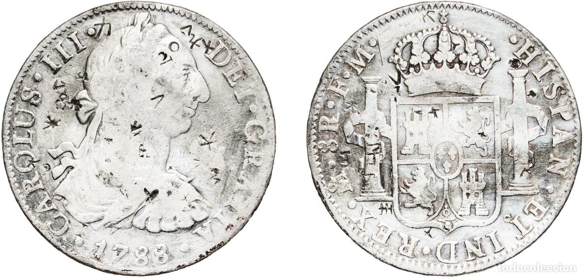 Monedas de Espa&ntilde;a: Mexico Spanish colony 1788 Mo FM 8 Reales - Carlos III Silver (.896) Mexican Mint 26.26g VF Chopmar