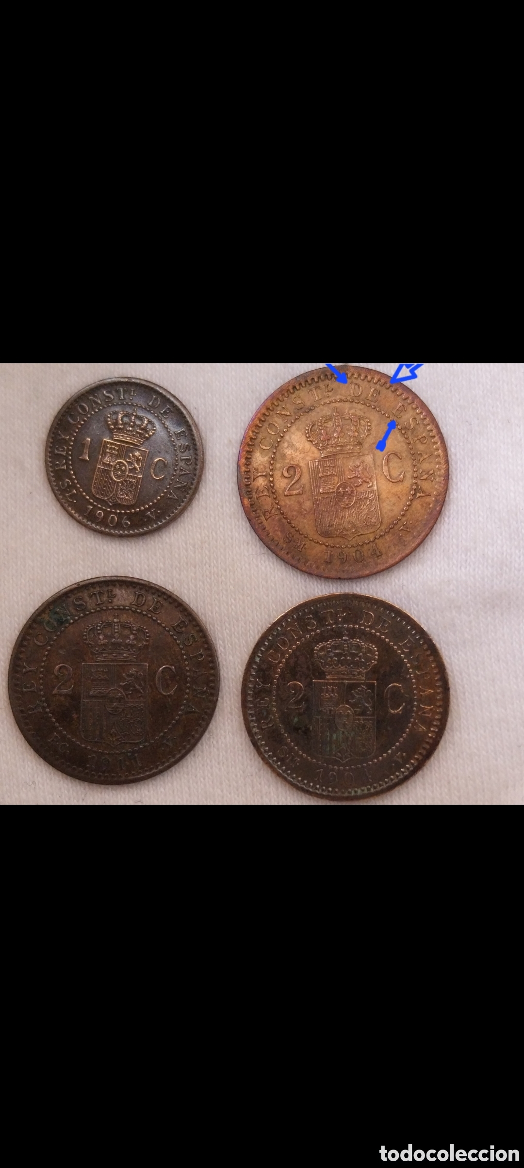Monete da Spagna: ​Lote 4 Monedas Cobre Alfonso XIII EBC Rarezas y T