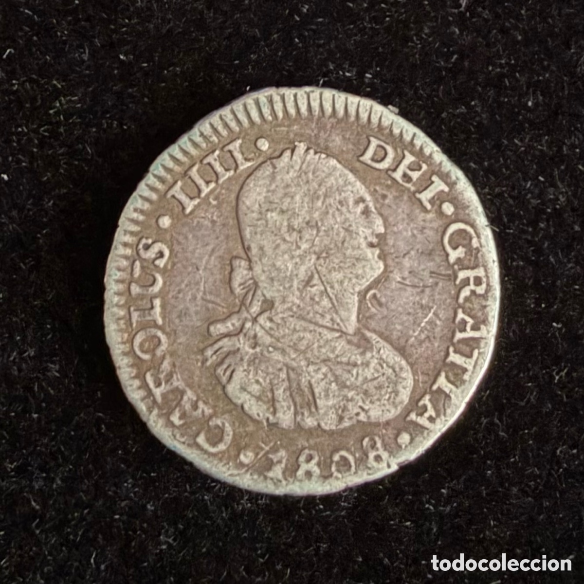 Coins of Spain: Medio Real Carlos IIII 1808 Lima plata Per&uacute;
