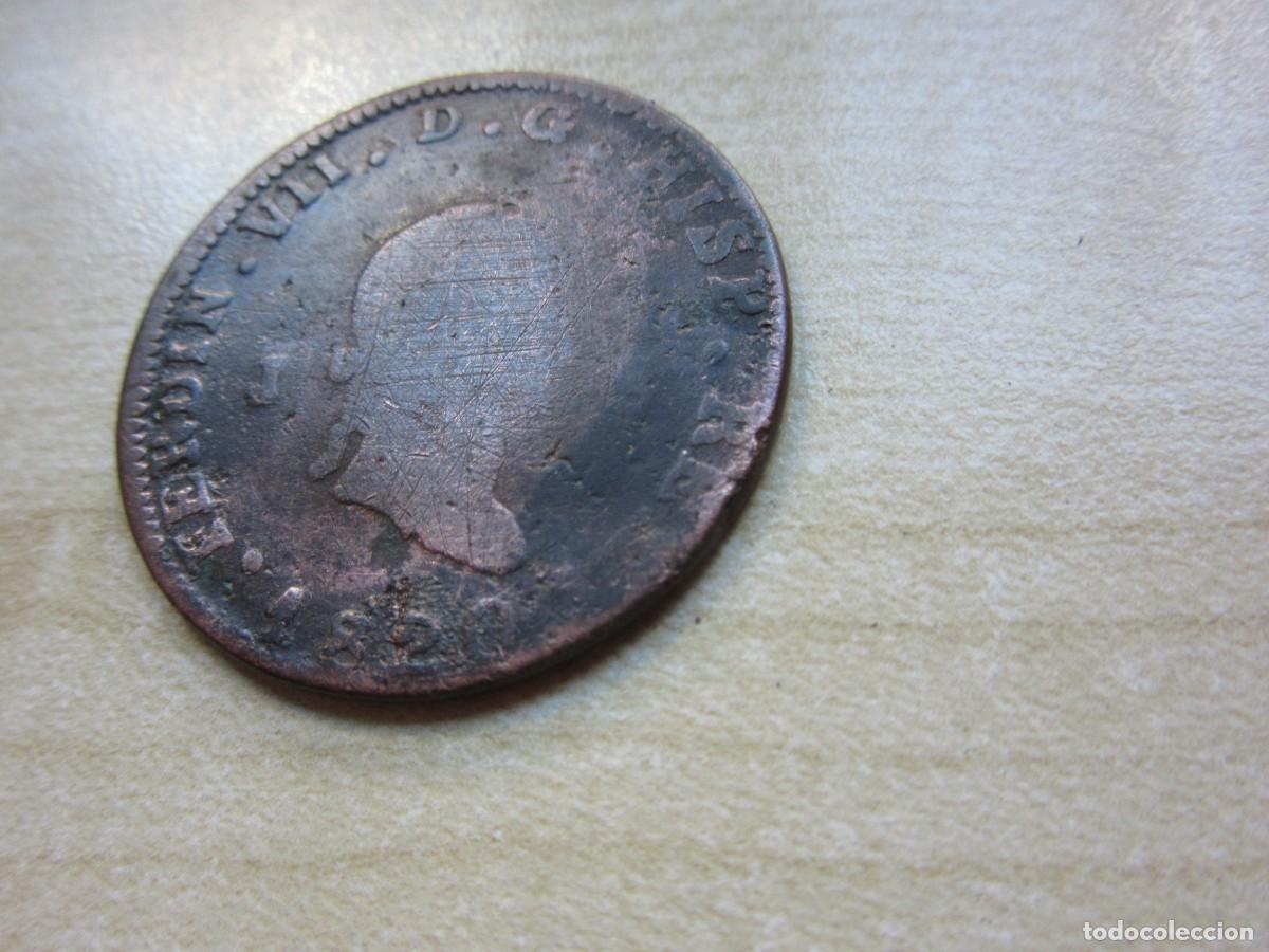 Monete da Spagna: 8 Maraved&iacute;s de Fernando VII Fechado 1820 Ceca Jubia (Xubia-Coru&ntilde;a)