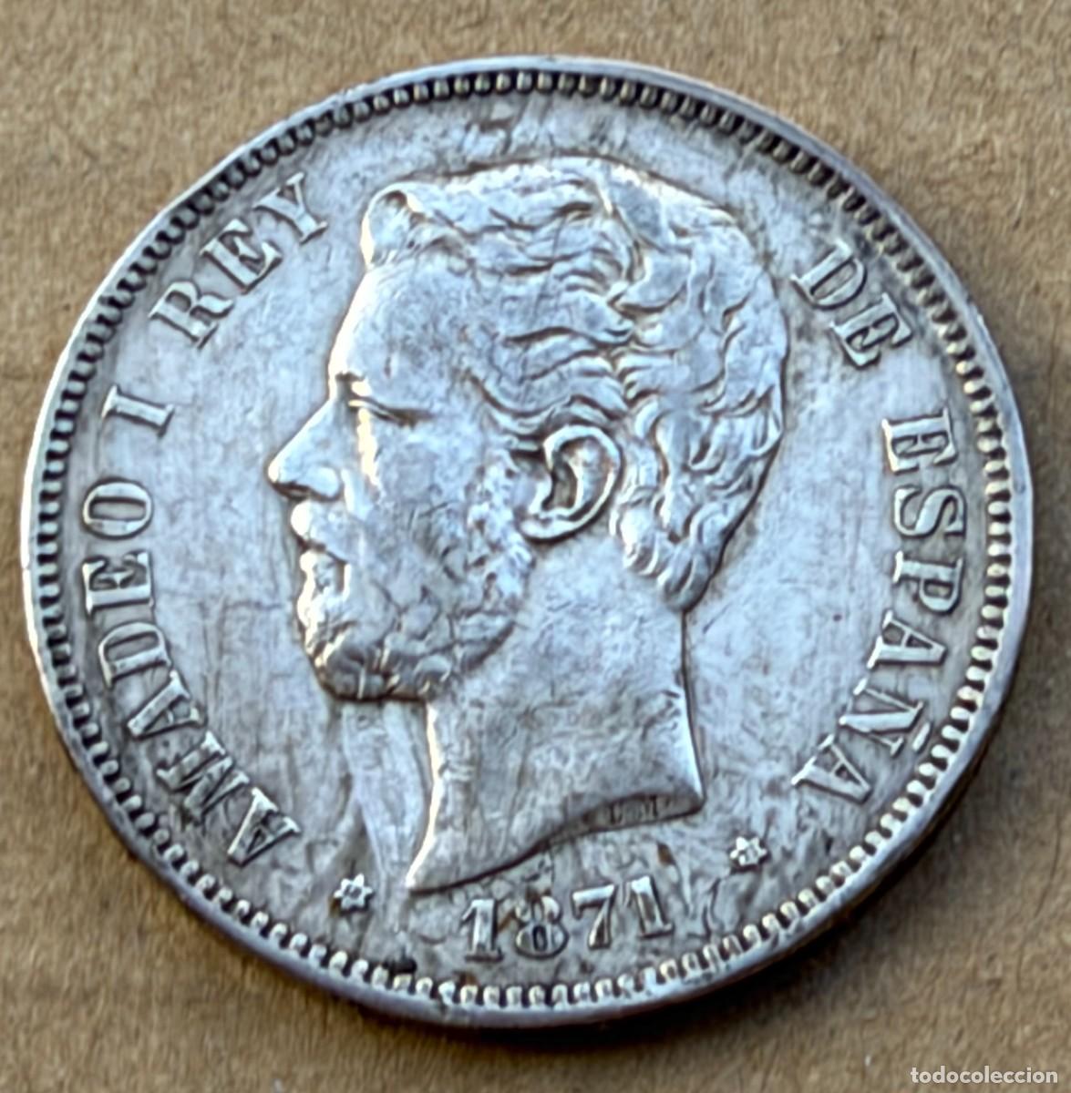 Moedas de Espanha: MONEDA DEL REY AMADEO I DEL A&Ntilde;O 1871 DE PLATA.