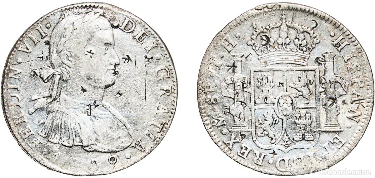 Monete da Spagna: Mexico Spanish colony 1809 Mo TH 8 Reales - Fernando VII Silver (.903) Mexican Mint 26.9g VF Chopma