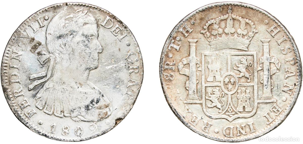 Monedas de Espa&ntilde;a: Mexico Spanish colony 1809 Mo TH 8 Reales - Fernando VII Silver (.903) Mexican Mint 26.48g VF KM 1