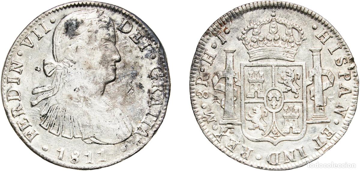 Monedas de Espa&ntilde;a: Mexico Spanish colony 1811 Mo HJ 8 Reales - Fernando VII Silver (.903) Mexican Mint 26.93g XF Chopm