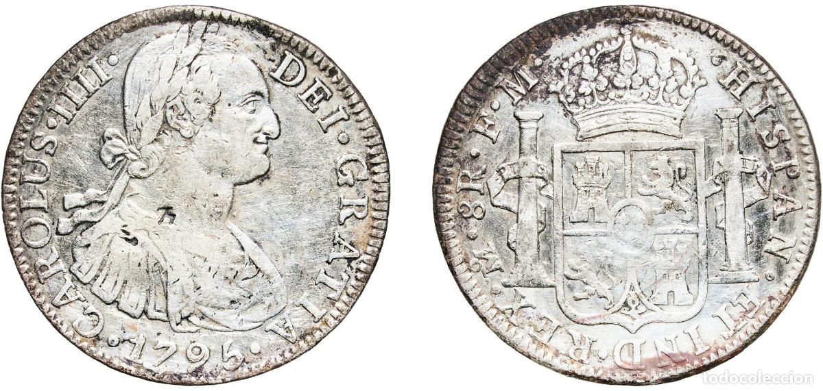 Monedas de Espa&ntilde;a: Mexico Spanish colony 1795 Mo FM 8 Reales - Carlos IV Silver (.896) Mexican Mint 26.69g VF Chopmark