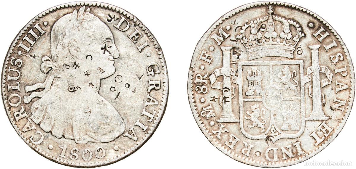 Monedas de Espa&ntilde;a: Mexico Spanish colony 1800 Mo FM 8 Reales - Carlos IV Silver (.896) Mexican Mint 26.71g VF Chopmark