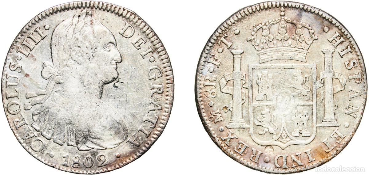 Monedas de Espa&ntilde;a: Mexico Spanish colony 1802 Mo FT 8 Reales - Carlos IV Silver (.896) Mexican Mint 26.73g XF KM 109