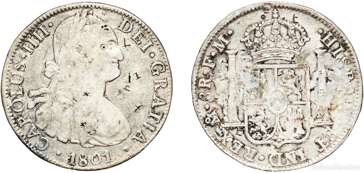 Monedas de Espa&ntilde;a: Mexico Spanish colony 1801 Mo FM 8 Reales - Carlos IV Silver (.896) Mexican Mint 26.72g VF Chopmark