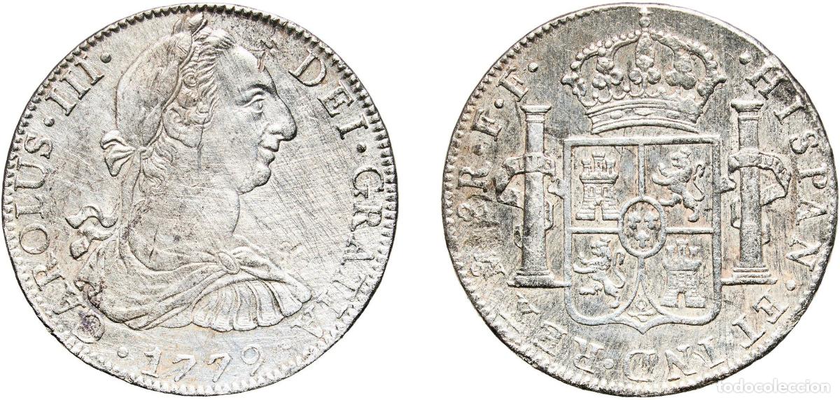 Monedas de Espa&ntilde;a: Mexico Spanish colony 1779 Mo FF 8 Reales - Carlos III Silver (.903) Mexican Mint 26.89g XF Cleaned