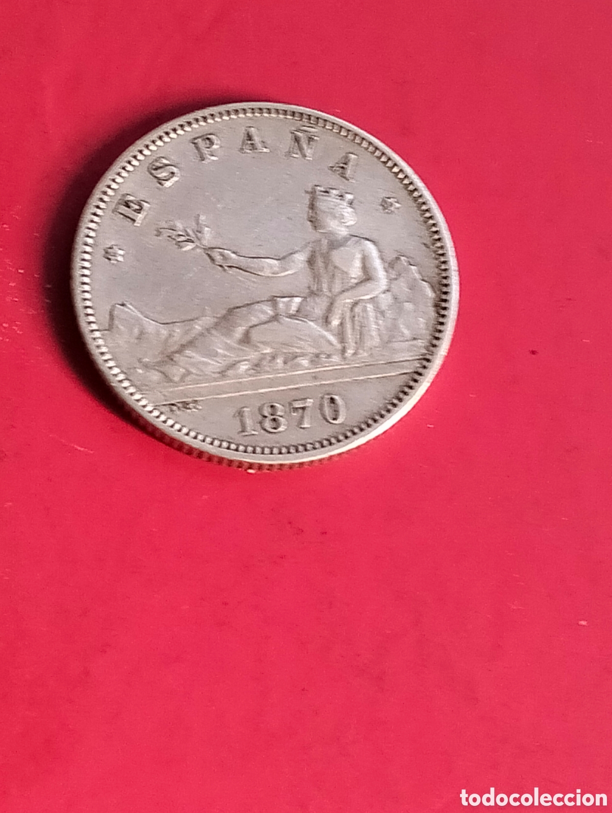 Coins of Spain: 1870 *18*73 ESPA&Ntilde;A. 2 PESETAS. M.S.M. PLATA.