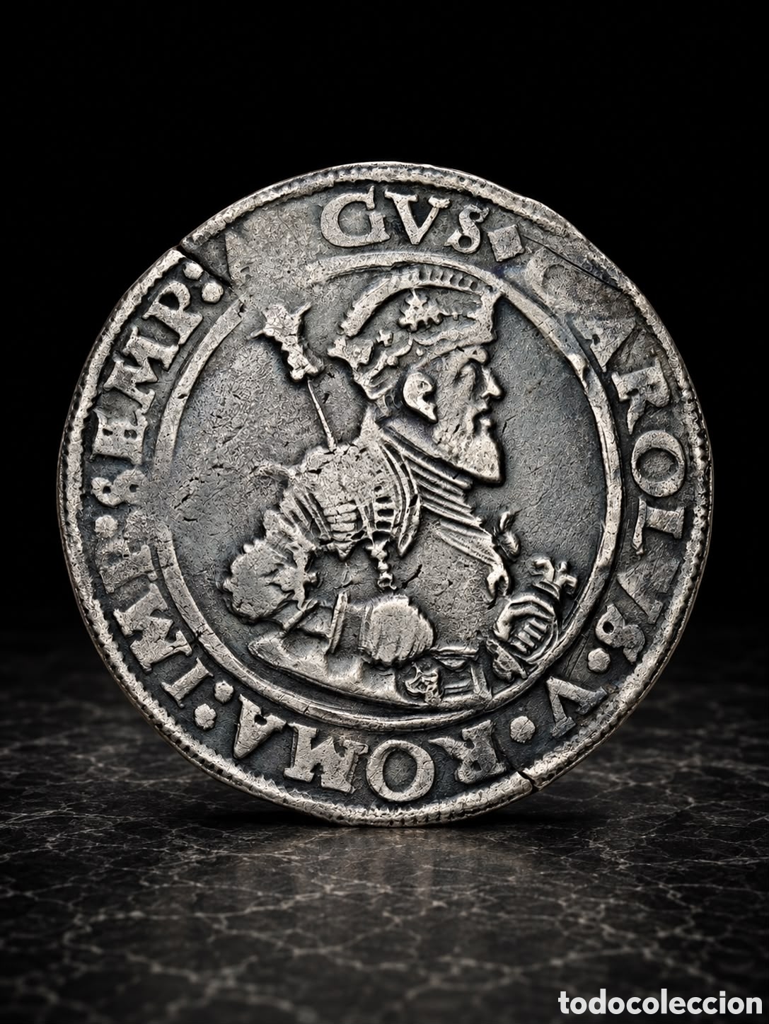 M&uuml;nzen von Spanien: Thaler de plata Carlos I de Espa&ntilde;a V de Alemania a&ntilde;o 1543 acu&ntilde;ada en Kaufbeuren