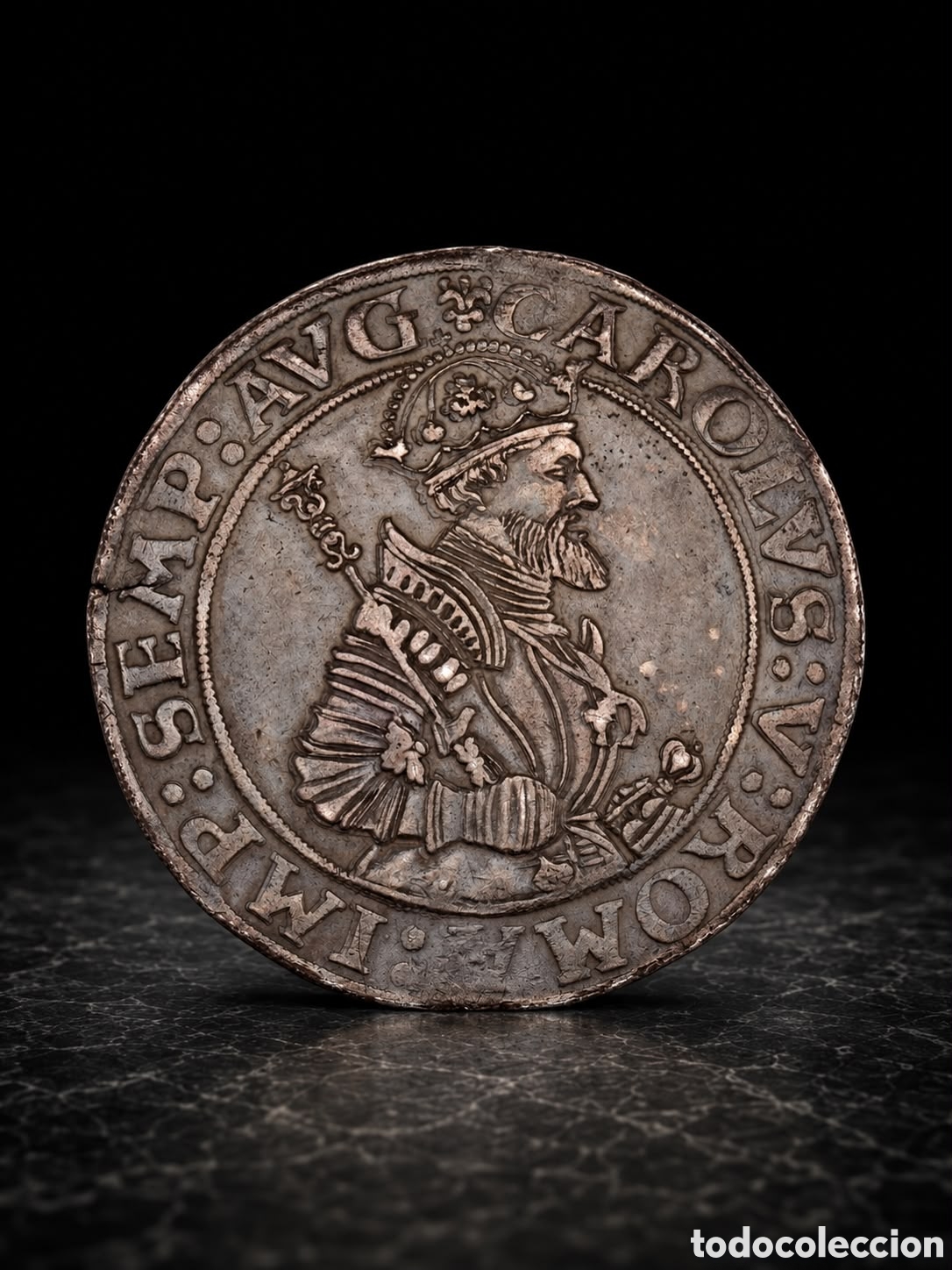 M&uuml;nzen von Spanien: Thaler de plata Carlos I de Espa&ntilde;a V de Alemania a&ntilde;o 1548 acu&ntilde;ada en Donaw&ouml;rth