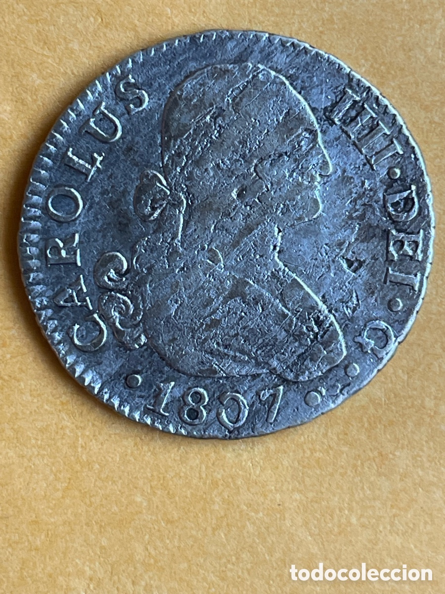 Monete da Spagna: Moneda de plata Carlos IV a&ntilde;o 1807 / 2 Reales