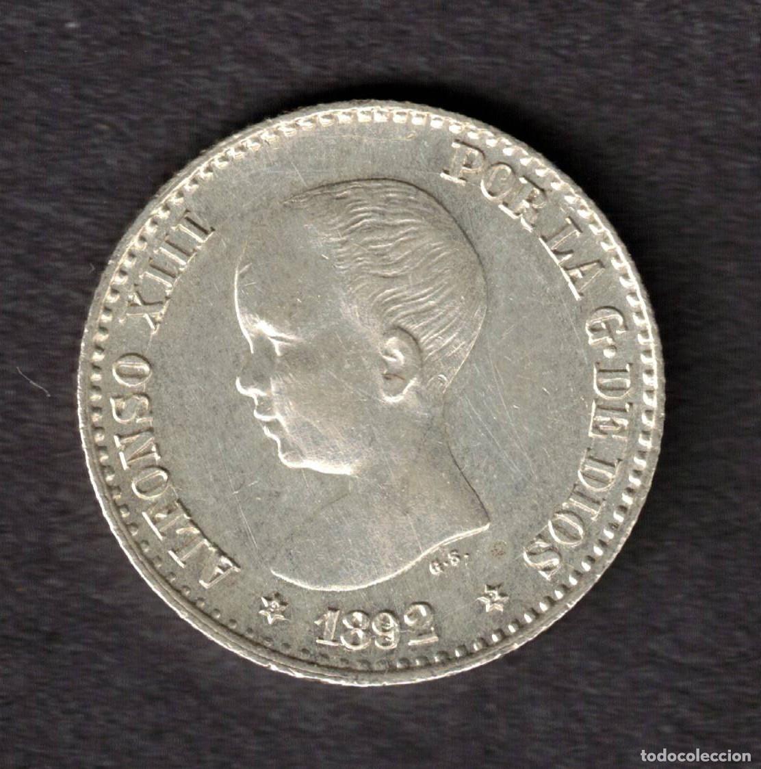 Monedas de Espa&ntilde;a: ESPA&Ntilde;A MONEDA 50 CENTIMOS ALFONSO XIII 1892 * 9 * 2 PGM - PLATA