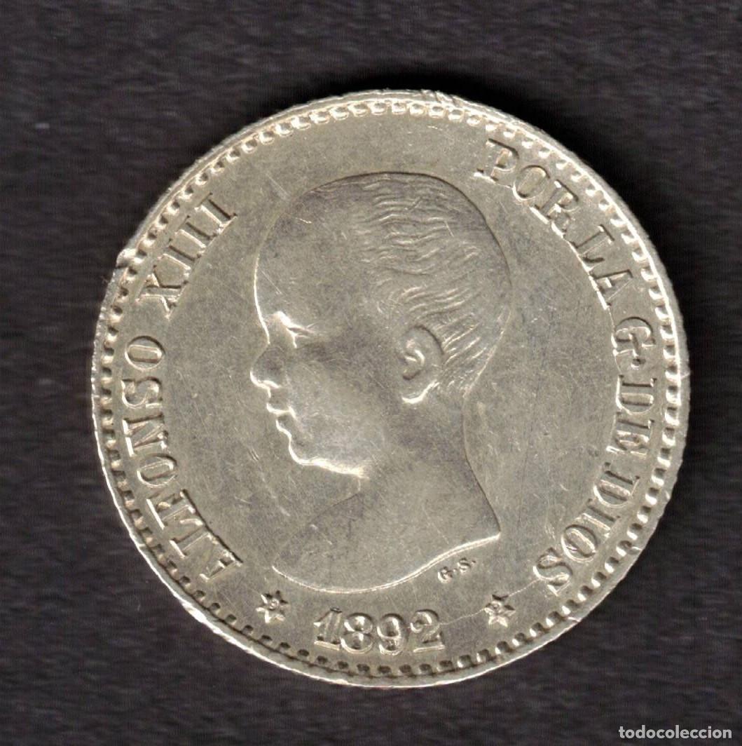 Monnaies d'Espagne: ESPA&Ntilde;A MONEDA 50 CENTIMOS ALFONSO XIII 1892 * 9 * 2 PGM - PLATA