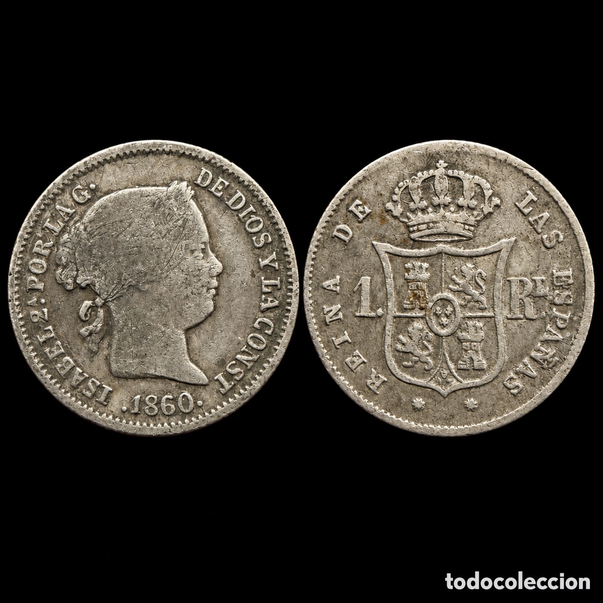 Monedas de Espa&ntilde;a: 1 real Isabel II 1860 - Foto 1