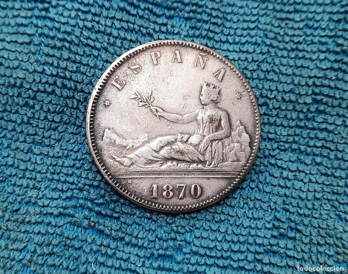 Moedas de Espanha: 5 Pesetas 1870 SN.M. *18*73, Falsa de epoca