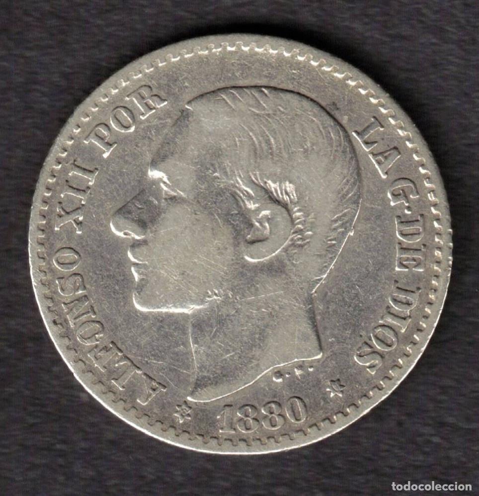 M&uuml;nzen von Spanien: ESPA&Ntilde;A MONEDA 50 CENTIMOS ALFONSO XII 1880 * 8 * 0 MSM - PLATA