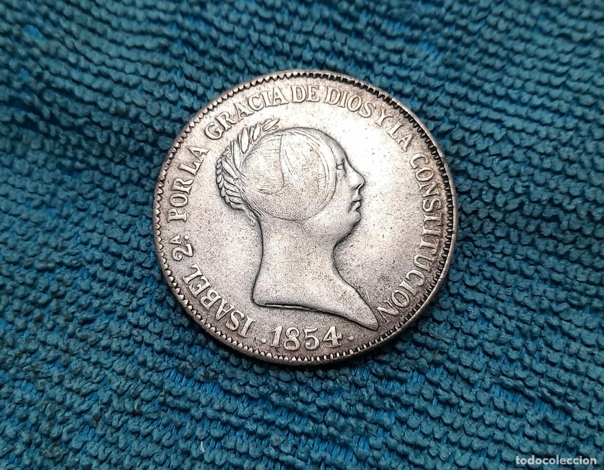 Moedas de Espanha: 20 Reales 1854, Madrid. Falsa de epoca