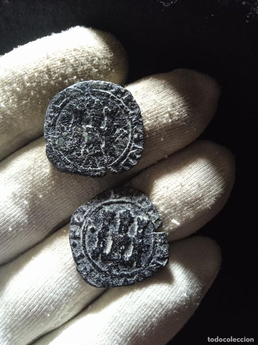 Moedas de Espanha: Lote de dos monedas de 2 maravedis RRCC , CECA CORU&Ntilde;A