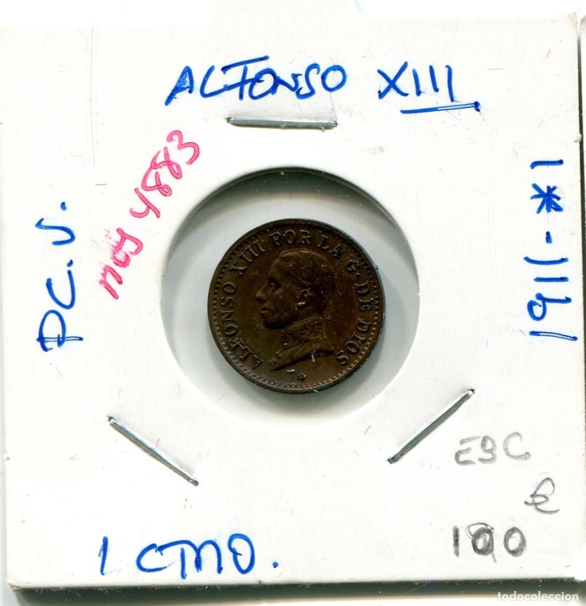 Coins of Spain: UN CENTIMO ALFONSO XIII A&Ntilde;O 1911*1 PC.V ( EBC ) ( MES4883 )