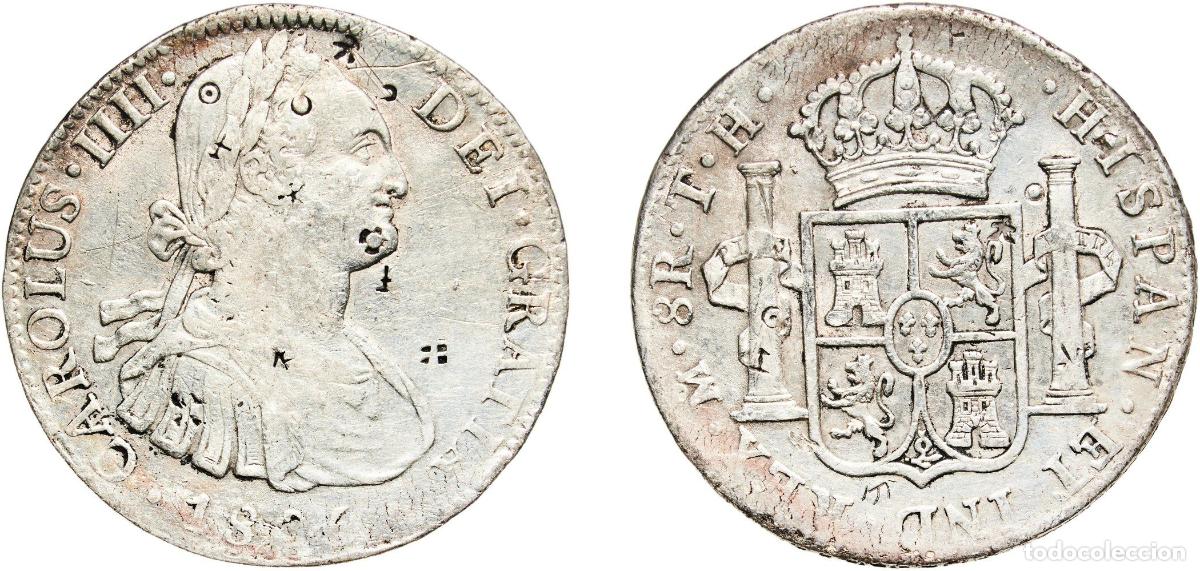 Coins of Spain: Mexico Spanish colony 1805 Mo TH 8 Reales - Carlos IV Silver (.896) Casa de Moneda de M&eacute;xico Mint 2