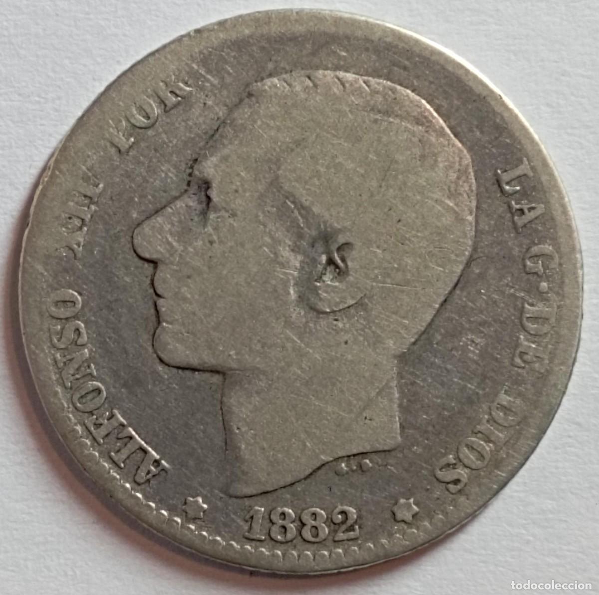 M&uuml;nzen von Spanien: Moneda 1 peseta de Alfonso XII de 1882 de plata