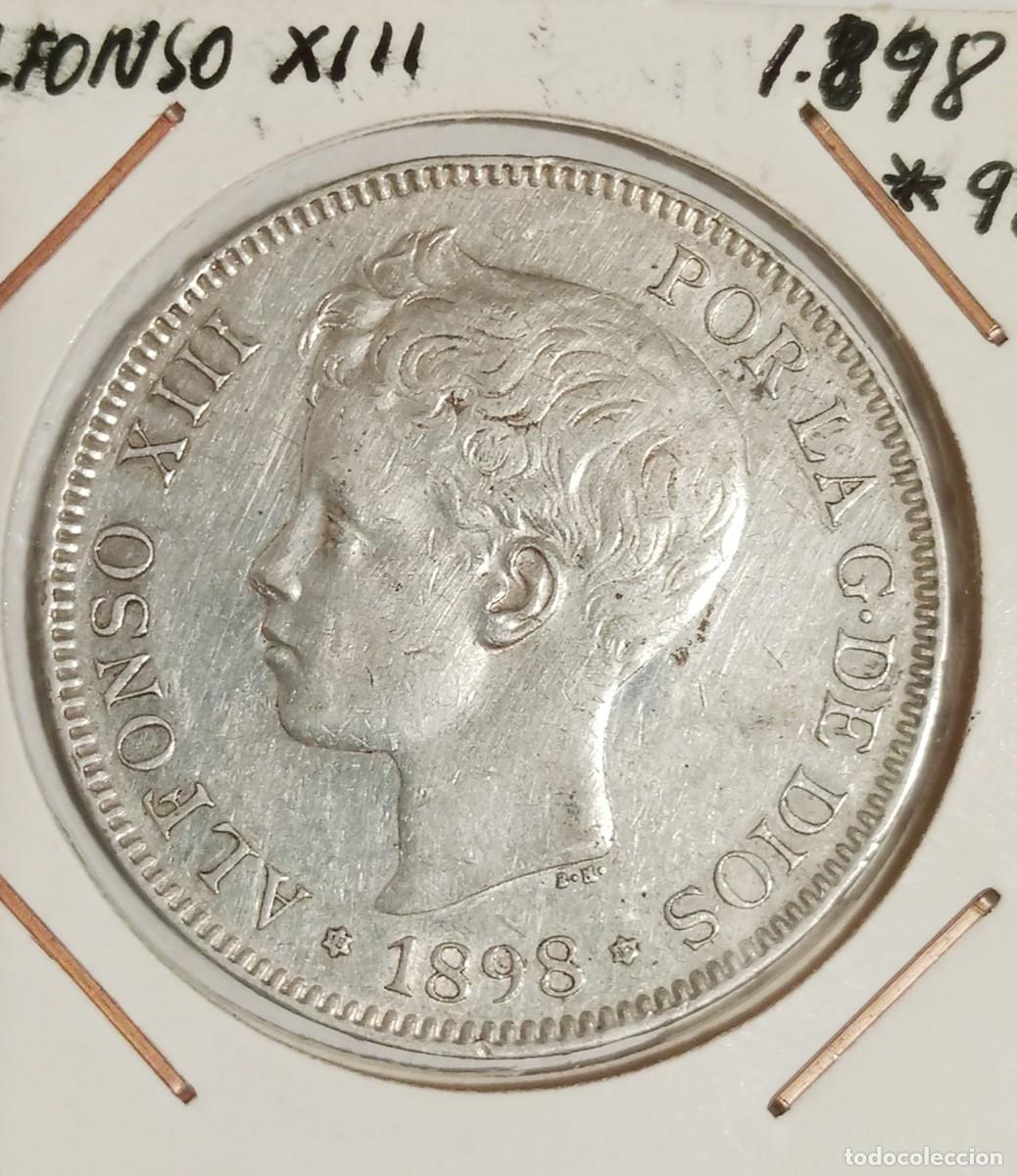 Moedas de Espanha: 5 pesetas Alfonso XIII *19 *98 Duro de plata