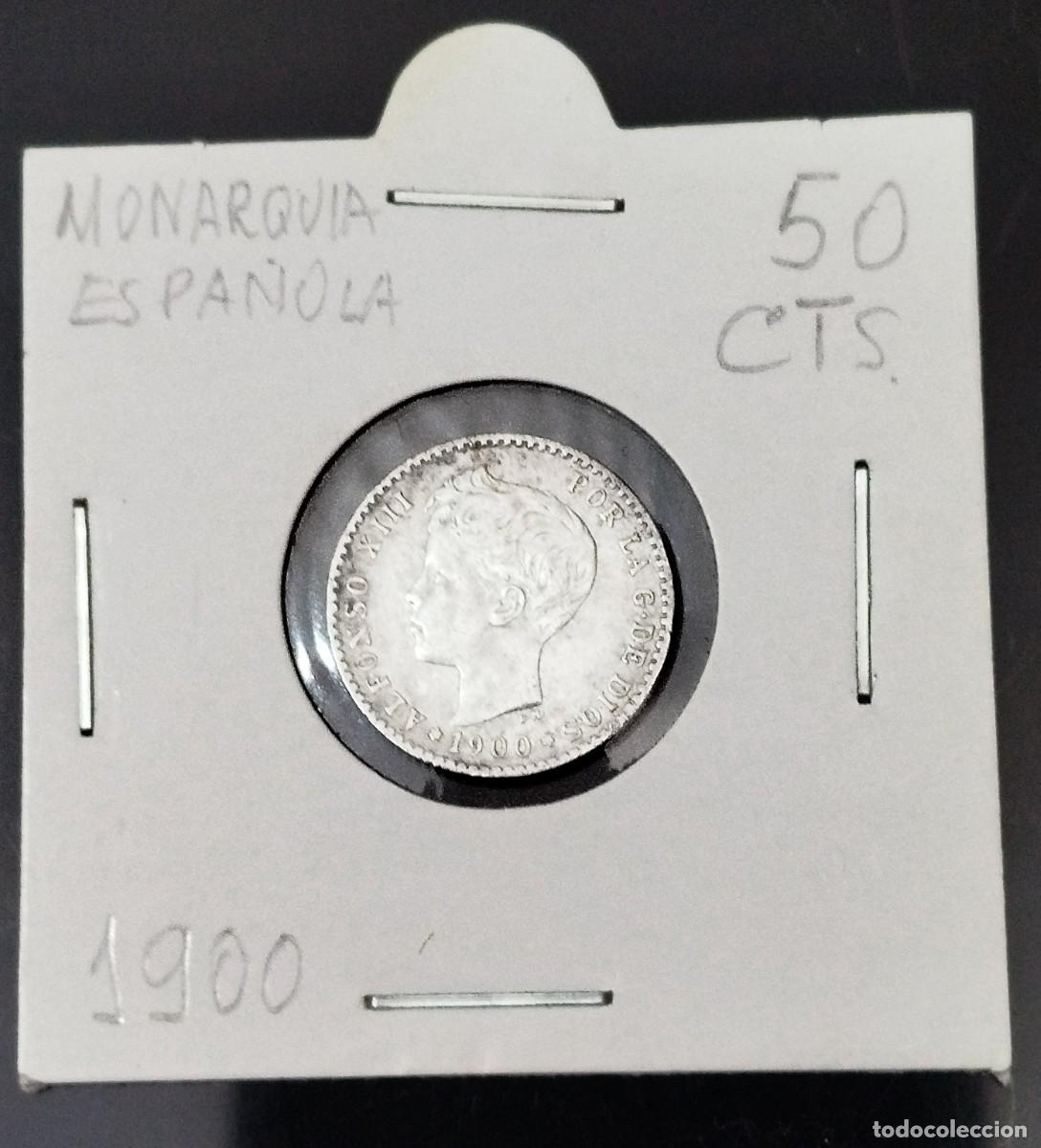 Moedas de Espanha: Moneda de plata de 50 c&eacute;ntimos de 1900 Alfonso XIII
