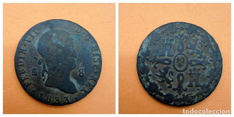 Moedas de Espanha: MONEDA. FERNANDO VII. 8 MARAVEDIS. 1833. SEGOVIA. VER FOTOS