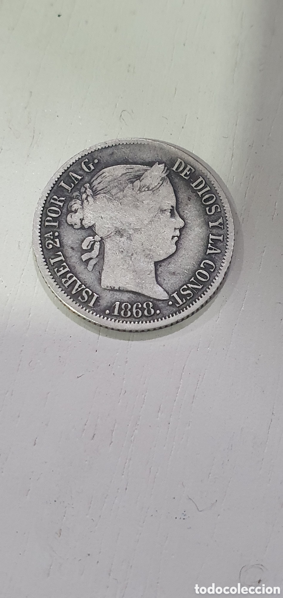 Monedas de Espa&ntilde;a: SALIDA 0.01&euro;. Isabel II. 20 Centavos de Peso. 1868. Plata. Manila. (L57)