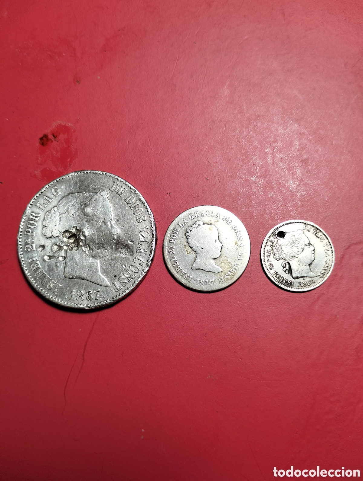 Monete da Spagna: Lote 3 monedas Isabel II en plata para su reparacion