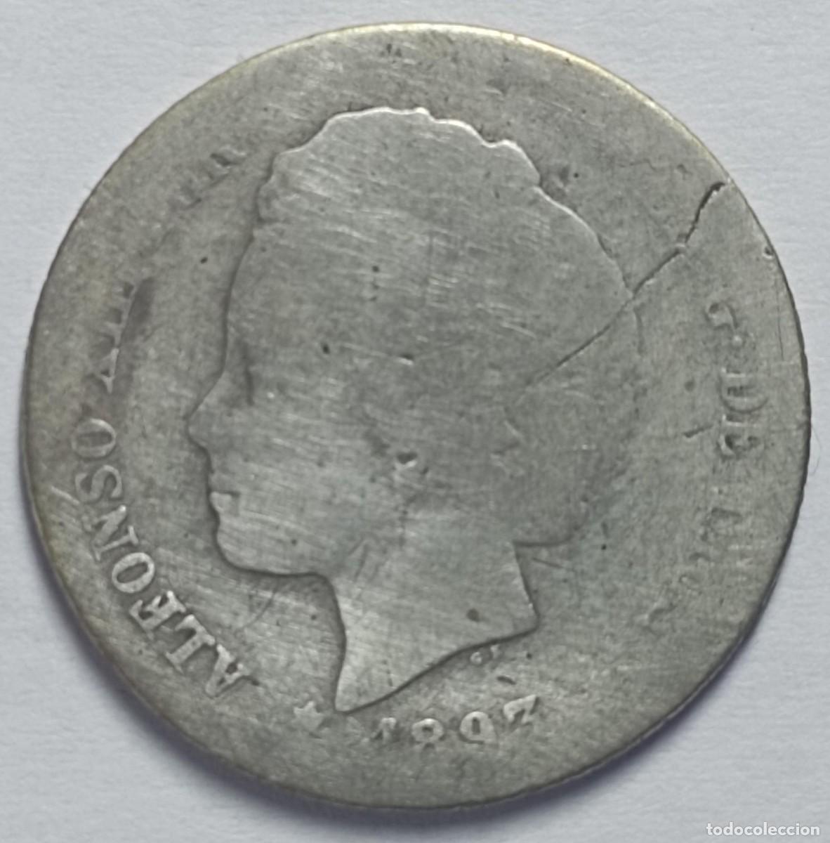 M&uuml;nzen von Spanien: Moneda de Espa&ntilde;a 1 peseta de Alfonso XIII de 1893 de plata