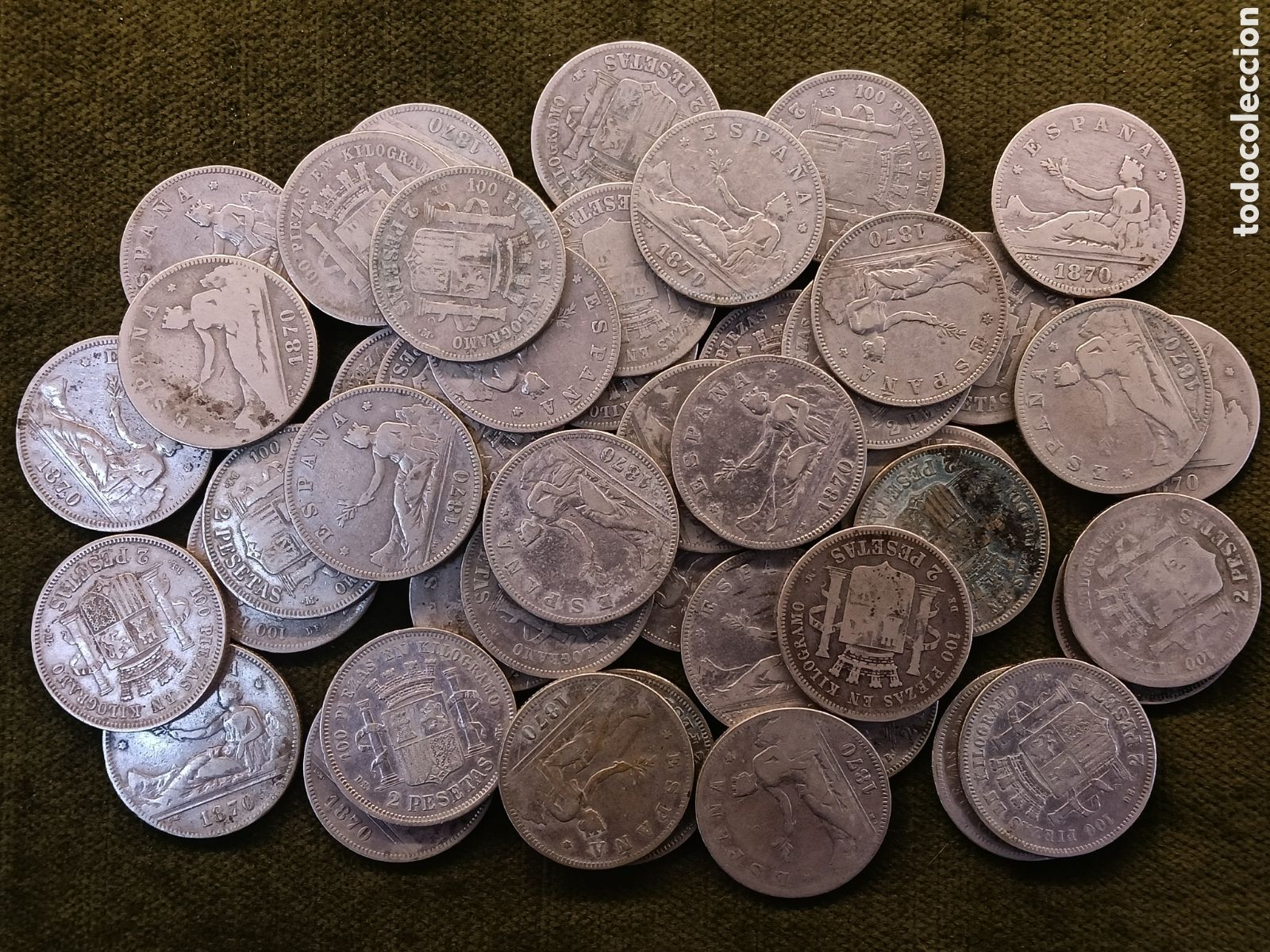 Monedas de Espa&ntilde;a: LOTE DE 46 MONEDAS DE 2 PESETAS DE PLATA . GOBIERNO PROVISIONAL