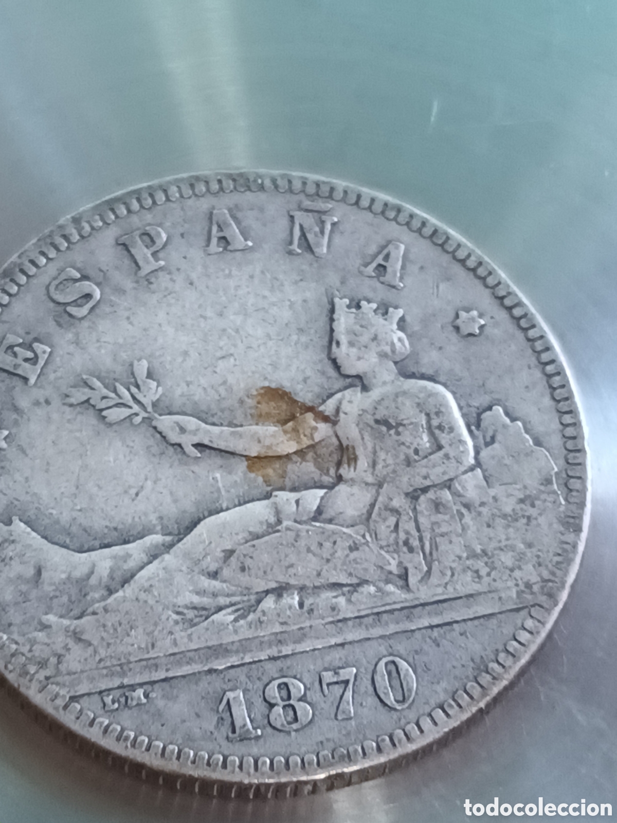 Monedas de Espa&ntilde;a: MONEDA DE PLATA DE 2 PESETAS A&Ntilde;O 1870 - Foto 2