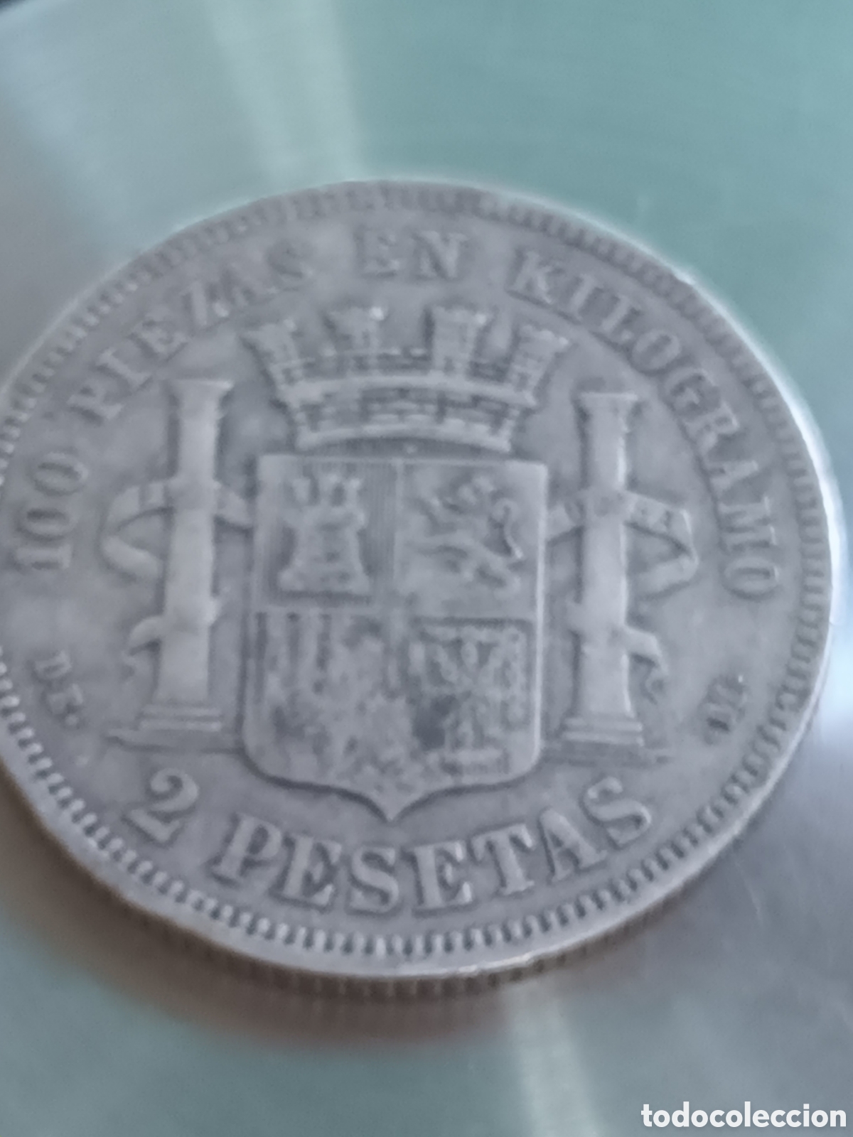 Monedas de Espa&ntilde;a: MONEDA DE PLATA DE 2 PESETAS A&Ntilde;O 1870 - Foto 3