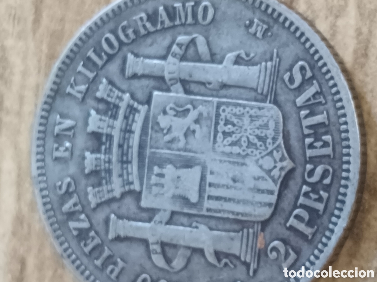 Monedas de Espa&ntilde;a: MONEDA DE PLATA DE 2 PESETAS A&Ntilde;O 1870 - Foto 2