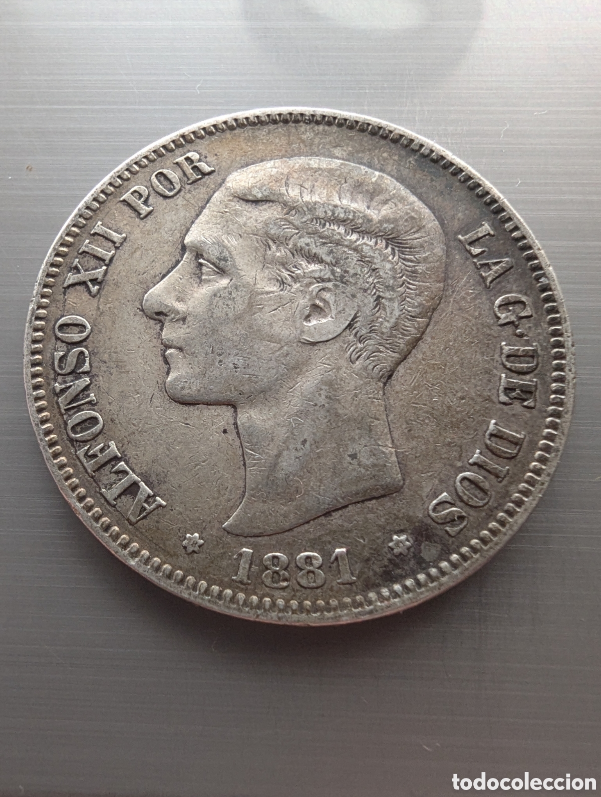 M&uuml;nzen von Spanien: Alfonso XII 5 pesetas 1881*81 estrellas visibles plata
