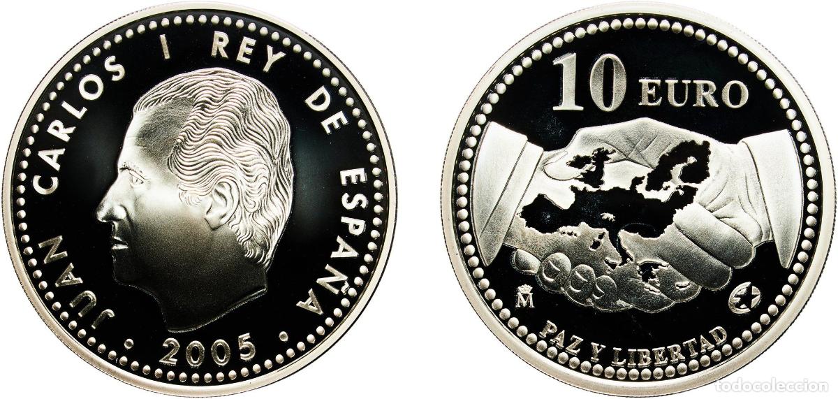 Coins of Spain: Spain Kingdom 2005 M 10 Euros - Juan Carlos I (60th Anniversary of Peace and Frredom in Europe) Sil