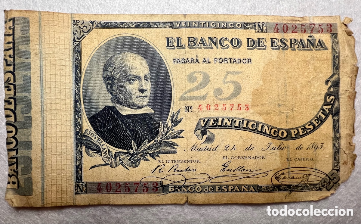 Coins of Spain: Billete Jovellanos 25 pesetas
