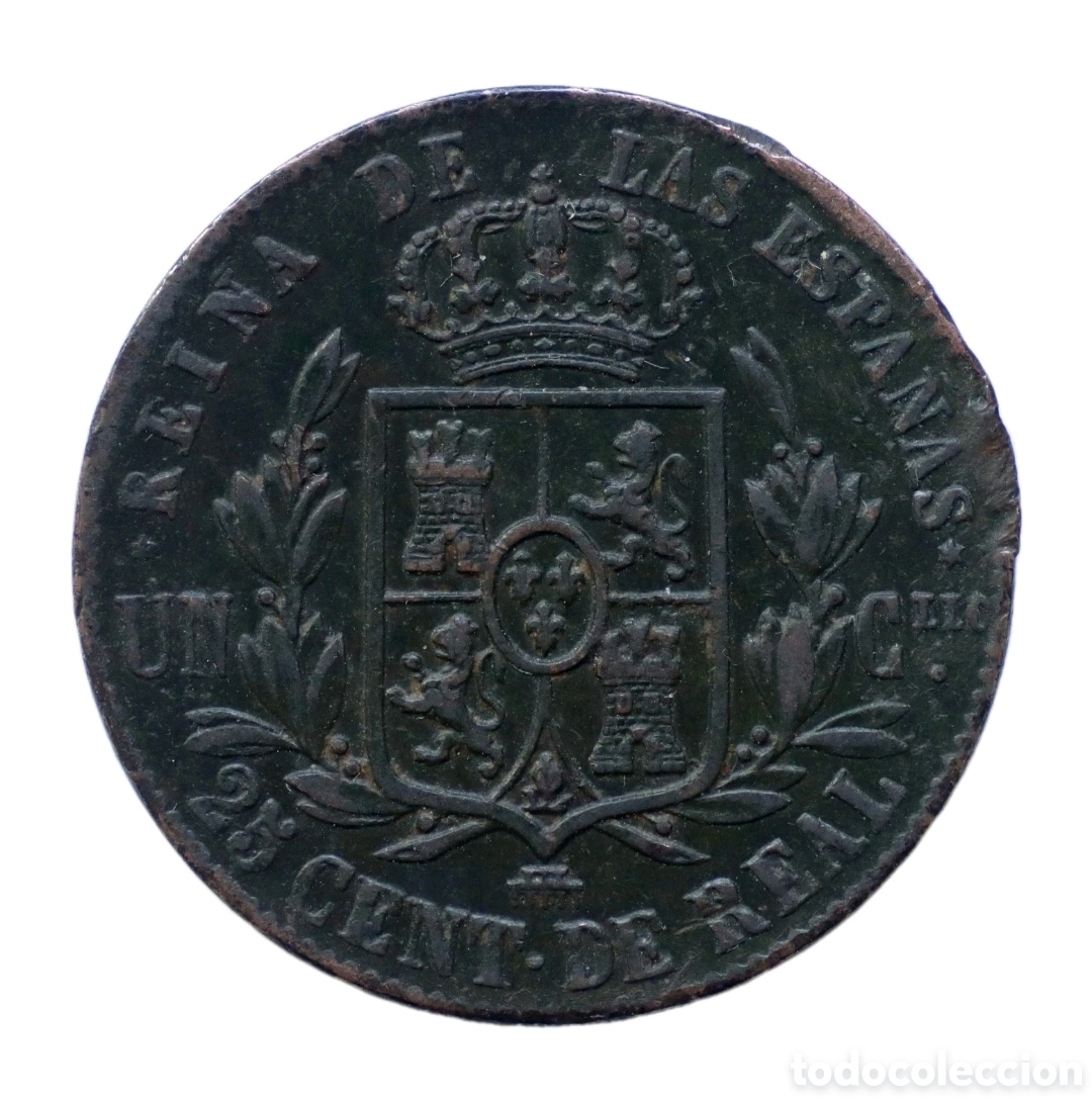 Monedas de Espa&ntilde;a: 25 C&Eacute;NTIMOS DE REAL 1864 ISABEL II - Foto 2