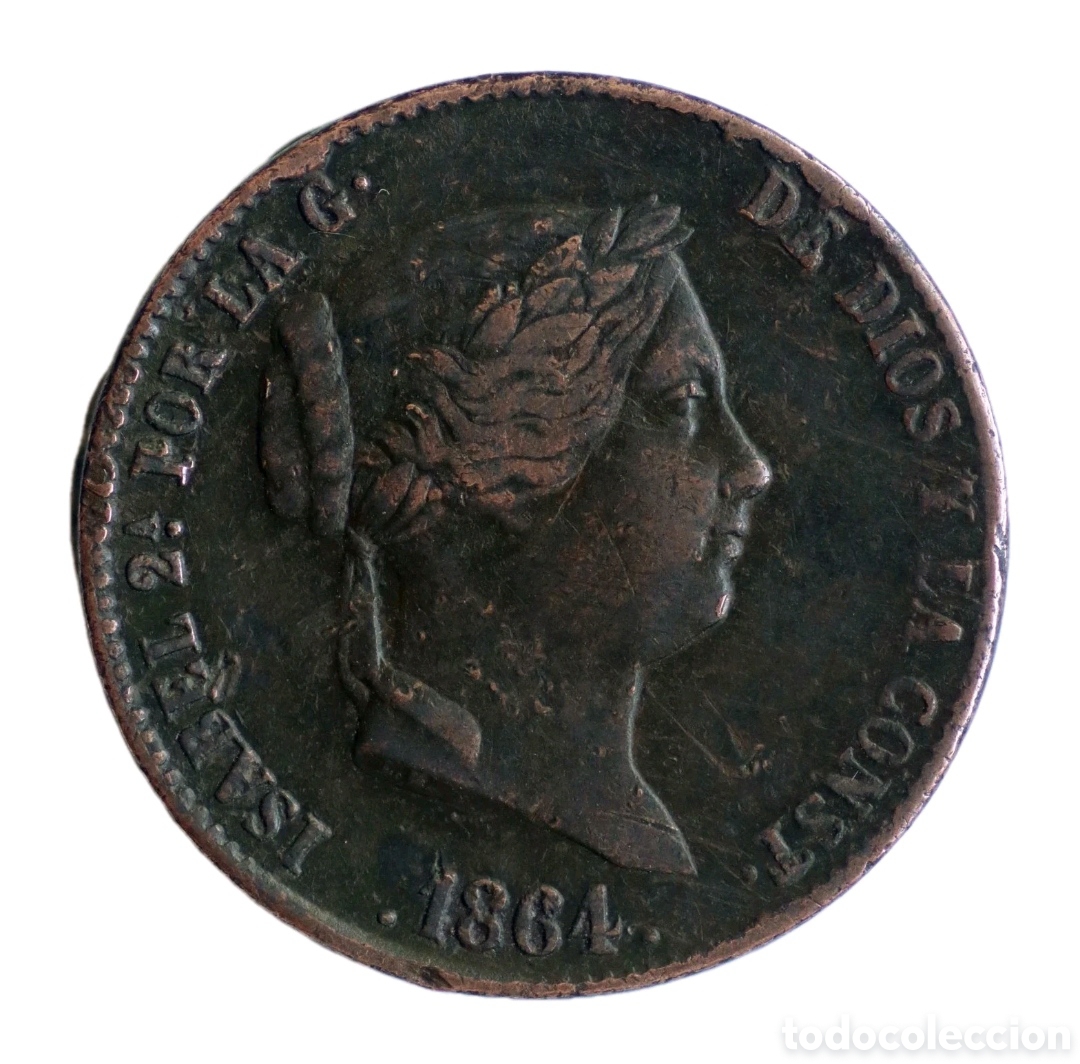 Monedas de Espa&ntilde;a: 25 C&Eacute;NTIMOS DE REAL 1864 ISABEL II - Foto 1