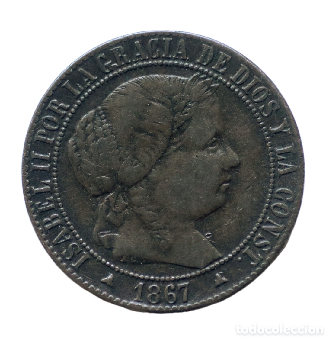 M&uuml;nzen von Spanien: 1 CENTIMO DE ESCUDO 1867 ISABEL II SEGOVIA