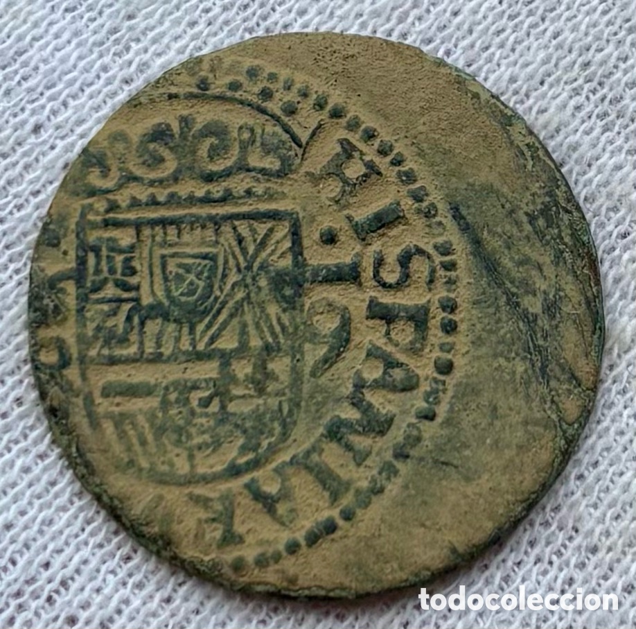 Monedas de Espa&ntilde;a: Moneda 16 Maravedis Coru&ntilde;a. FELIPE IV - Foto 2