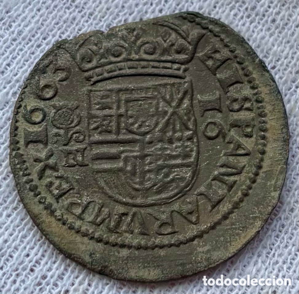 Monedas de Espa&ntilde;a: Moneda 16 Maravedis 1663 Granada. FELIPE IV - Foto 2