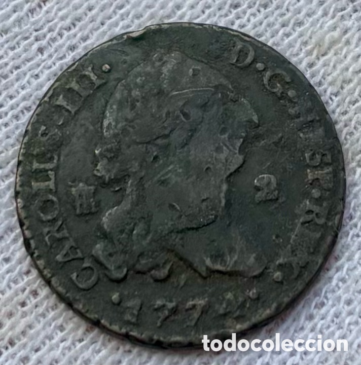 Monete da Spagna: Moneda 2 Maravedis 1774 Segovia. CARLOS III